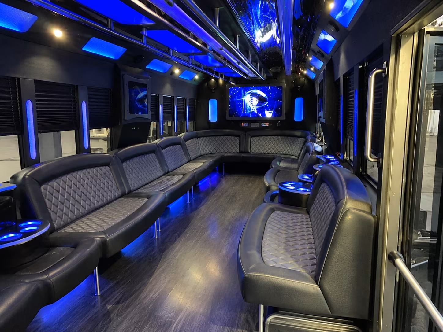 colton 28 passenger party bus interior