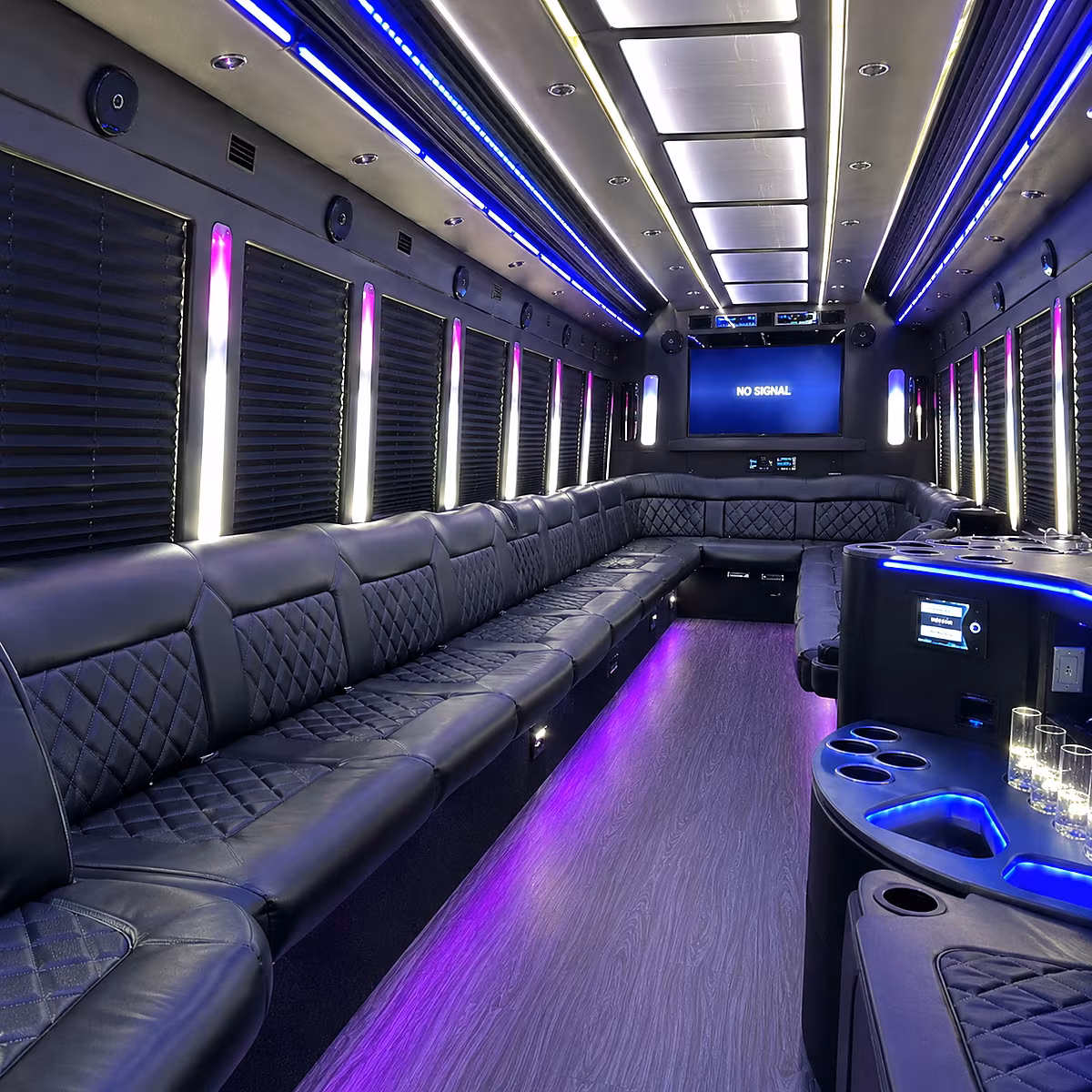 colton 30 passenger party bus inside