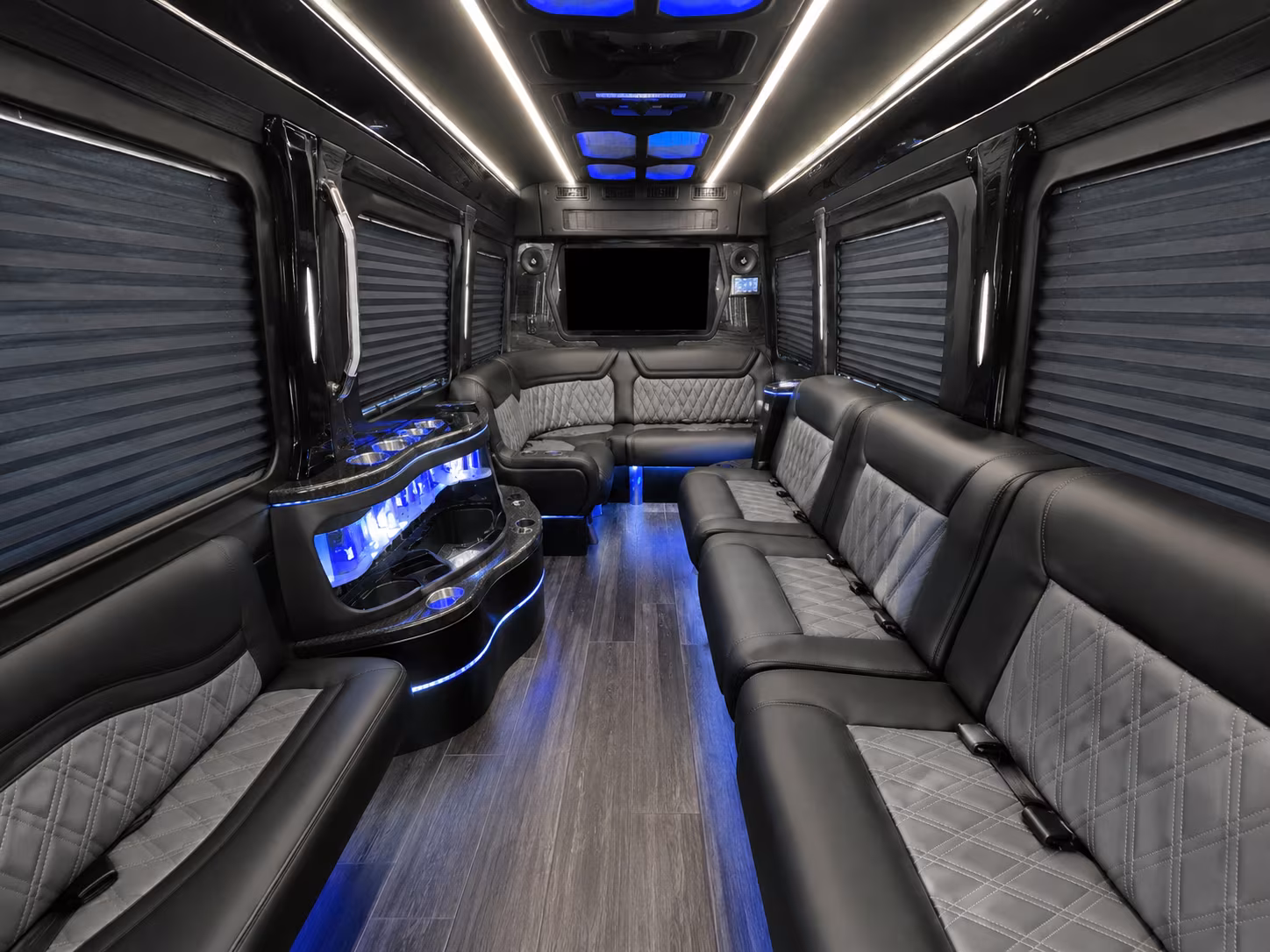 colton 50 passenger party bus interior